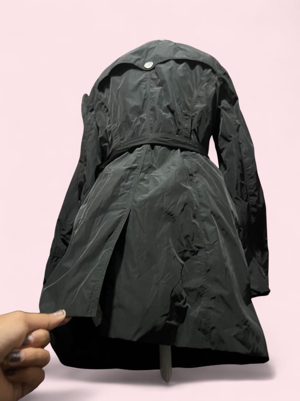Large BEBE Black Utility Trench Coat with Belt - Picture 5 of 8